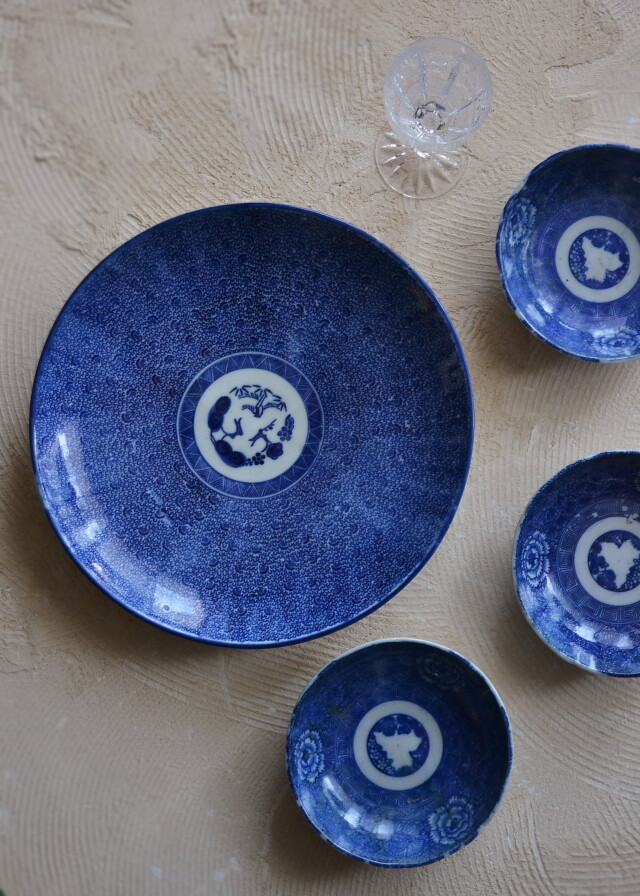 染付印判微塵唐草大皿28cm