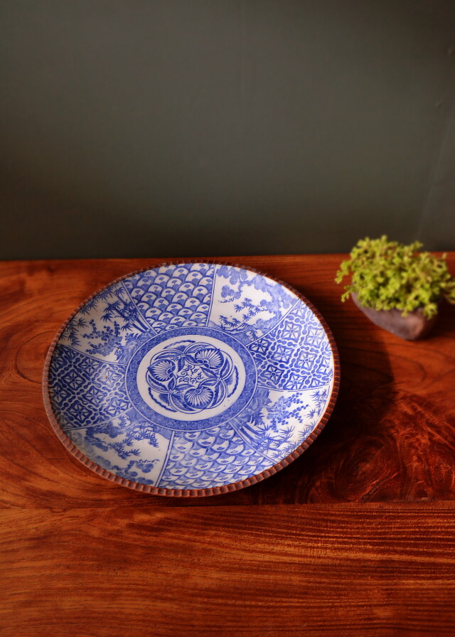 アンティークサムズコレクション 染付印判大皿 イゲ皿 大皿