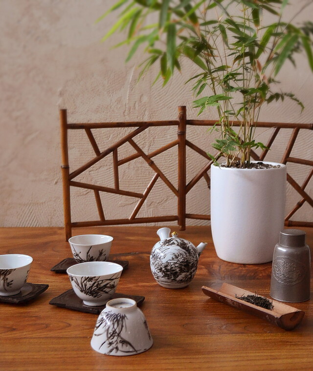 Antique Sam's Collection 高橋道八 煎茶器 急須 茶碗4客セット 薫蘭