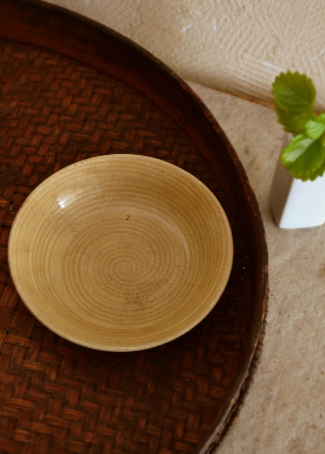 黄瀬戸皿 灯火器 油皿 小皿 灯明皿 古道具 急須台 小鉢 糸目紋様