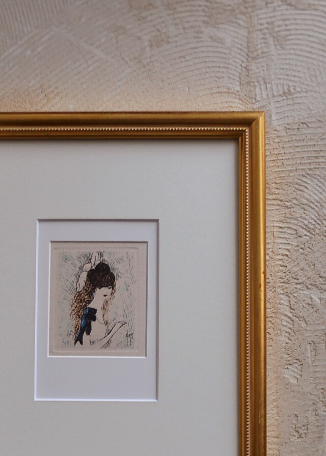 マリーローランサン 【茶色い髪の少女】 小さな絵画 エッチング