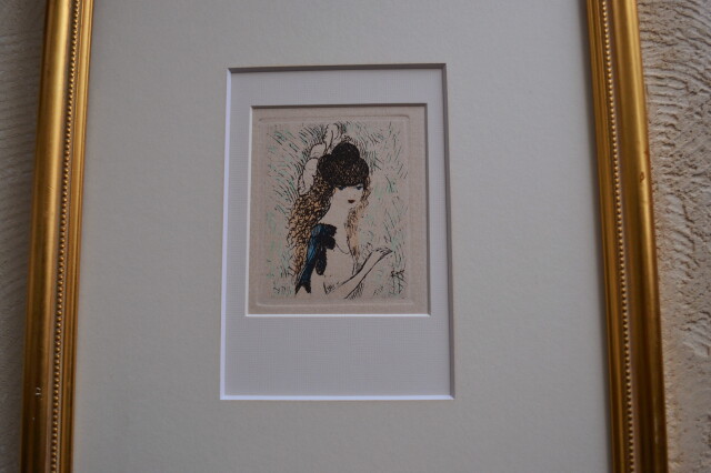 マリーローランサン 【茶色い髪の少女】 小さな絵画 エッチング