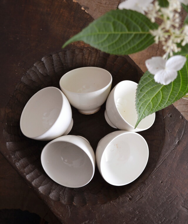 Antique Sam's Collection白磁ソーサー 白磁茶托 白磁皿 モダン小皿 5枚組