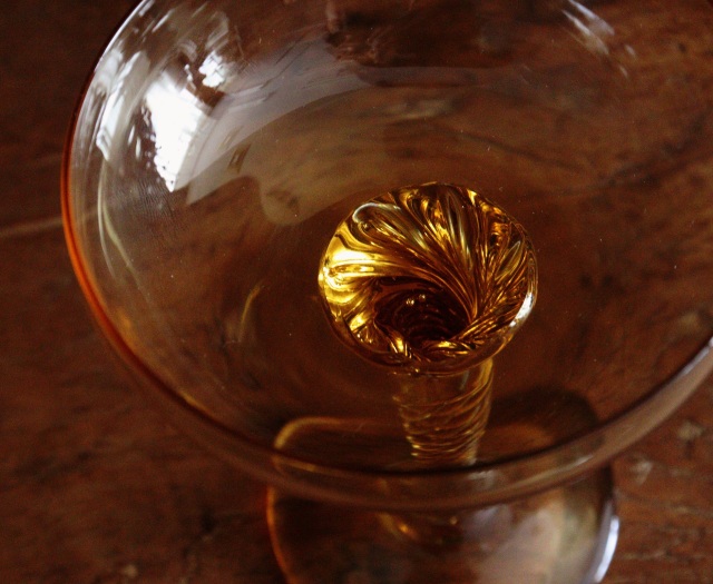 クープグラス ツイストステムグラス 2客 アンバー 洋食器 Antique