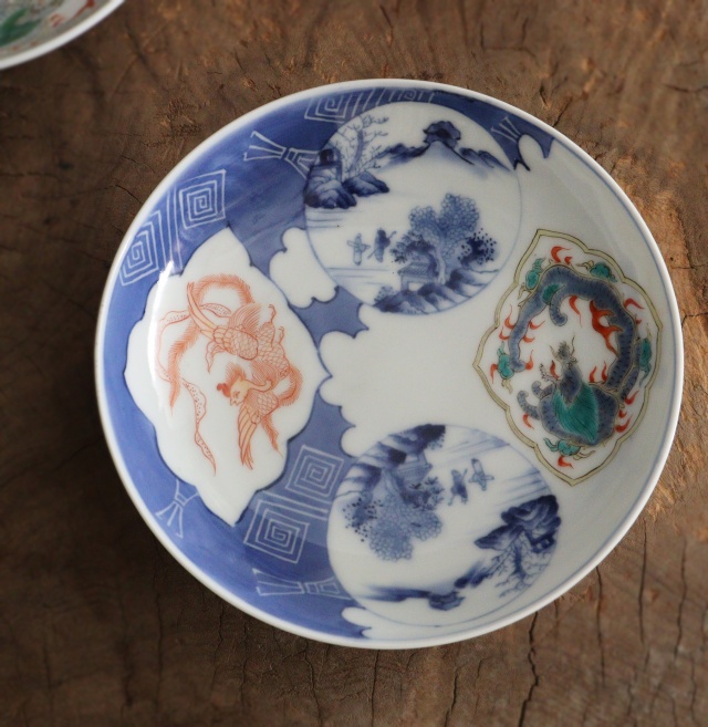 A940-5/萬暦意鳳凰画中皿7客/小皿/小鉢/向付/銘々皿/色絵/ A940-5/萬暦