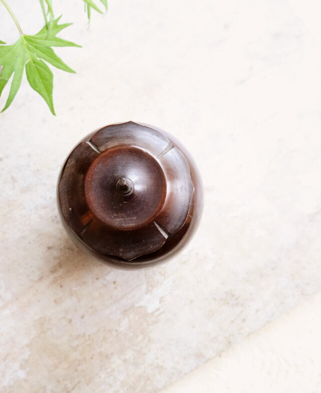 木製柿型 茶心壷 茶壷 煎茶道具 茶入 茶筒 茶器 茶葉罐Antique Sam's