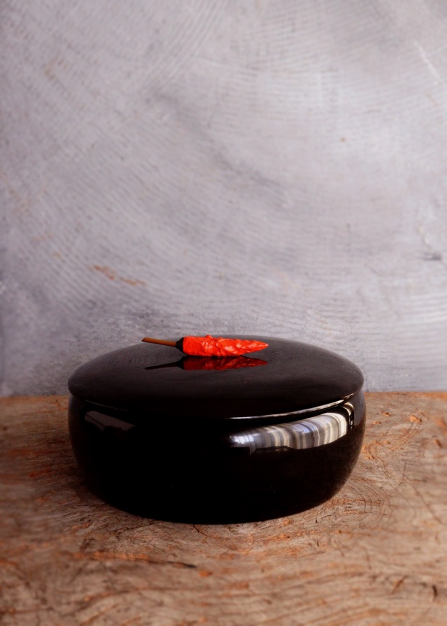 輪島塗唐辛子摘み菓子器 小盆付 トウガラシ 漆の菓子器 煎茶盆 盛り器 漆盆