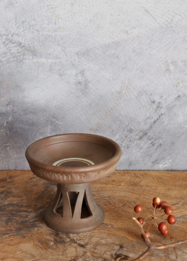 須恵器水指茶器口径13cm、深さ12cm蓋付き箱付茶道具新羅土器