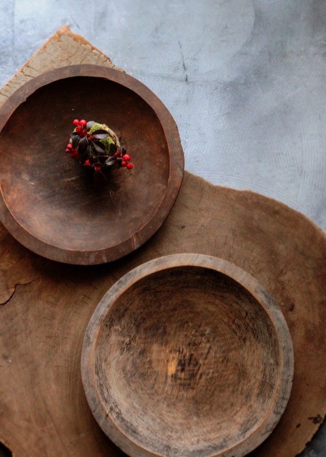 繭皿 アンティーク 民芸 手仕事 民藝 木皿 丸盆 320m