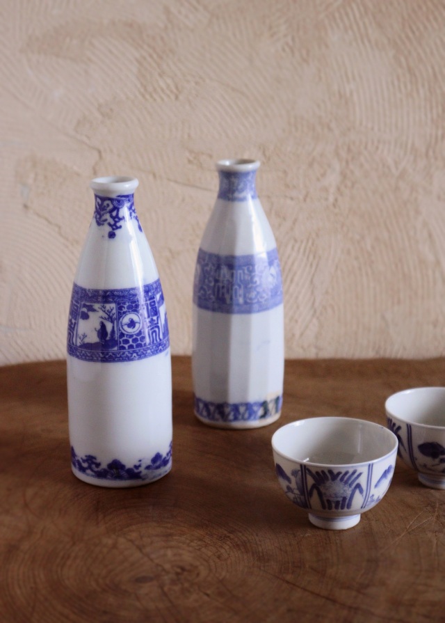 染付印判徳利 柄違い 酒徳利 一輪挿しAntique Sam's Collectio