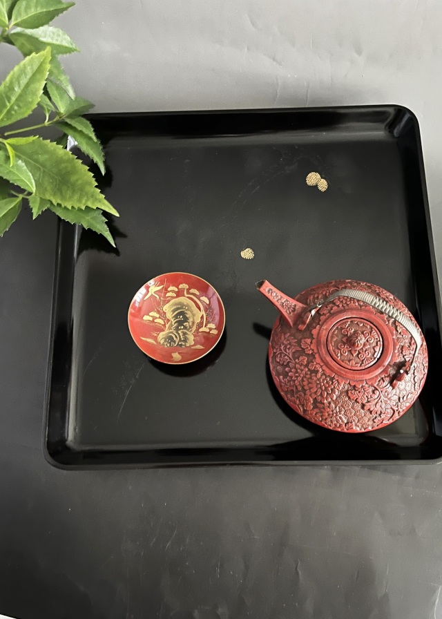 ② 輪島塗 御膳 11膳 黒漆縁金脚付膳 明治 漆器 能登 会席