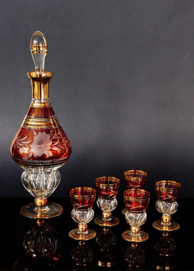 Bohemia Glass デキャンタとグラスセット ボヘミアングラス