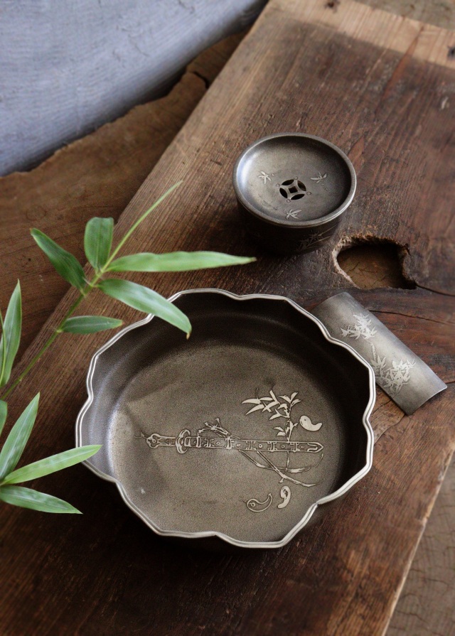 煎茶道具 間村自造 錫製 茶壷 茶心壷 約354g M R5698 煎茶道具 間村自