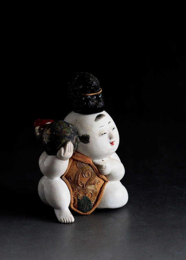 御所人形 つくね 江戸時代 烏帽子被り瓢箪持ち童子 骨董 古美術 小さな