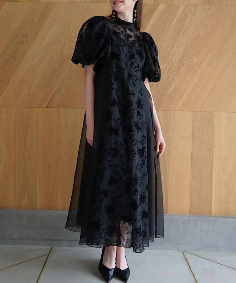 Acka sheer puff dress ブラウン 2 sheer puff dress – Acka online store