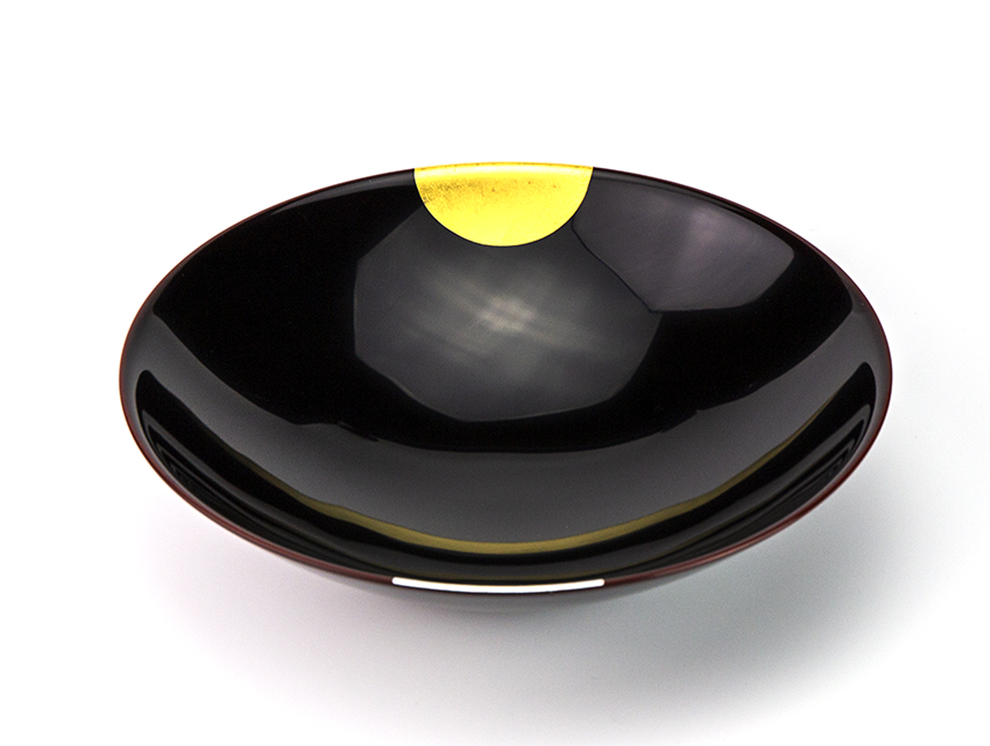 大鉢お鉢・盛器-日月 溜塗（ためぬり）浅鉢［1個］ | 越前漆器粂治郎