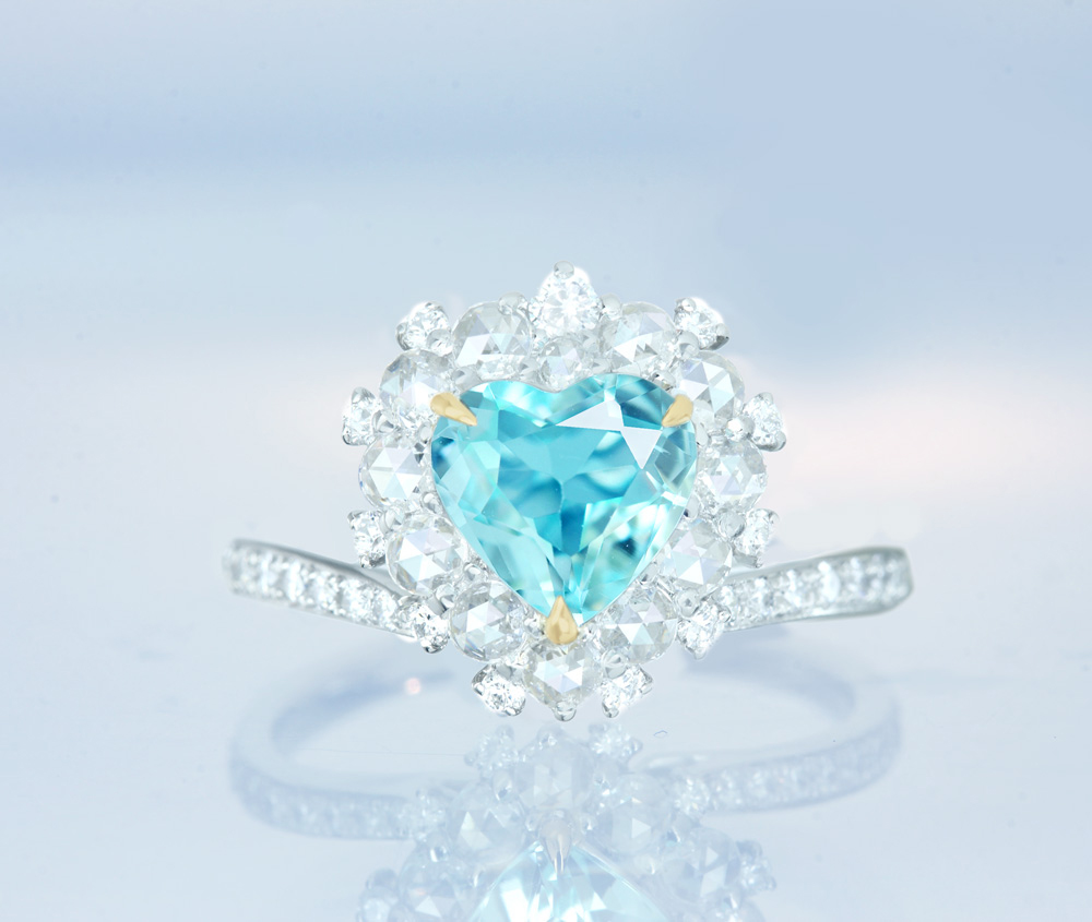 HANDMADE】PT900/K18 モザンビーク産パライバトルマリン 1.009ct