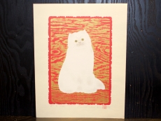 西田忠重 猫のリトグラフ 39/100 サイン入り 西田忠重 猫のリトグラフ