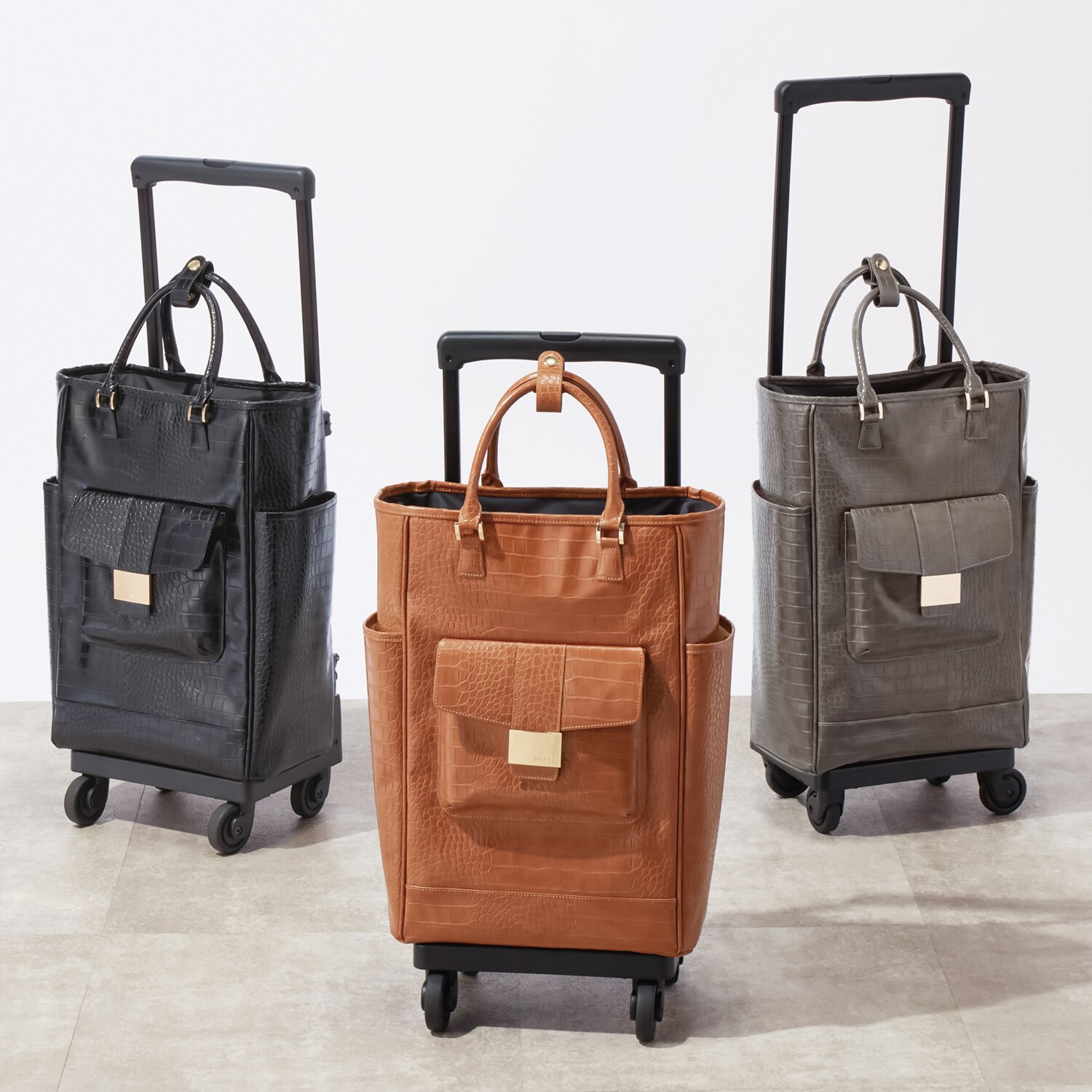 スワニー トートキャリー クロコダイル風型押し 4輪 旅行カバン 旅行