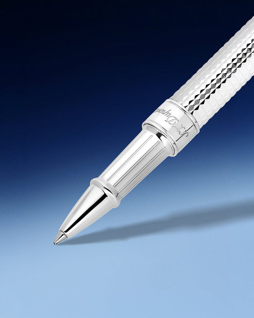 S.T. Dupont Ballpoint Pen | Silver & Blue Défi