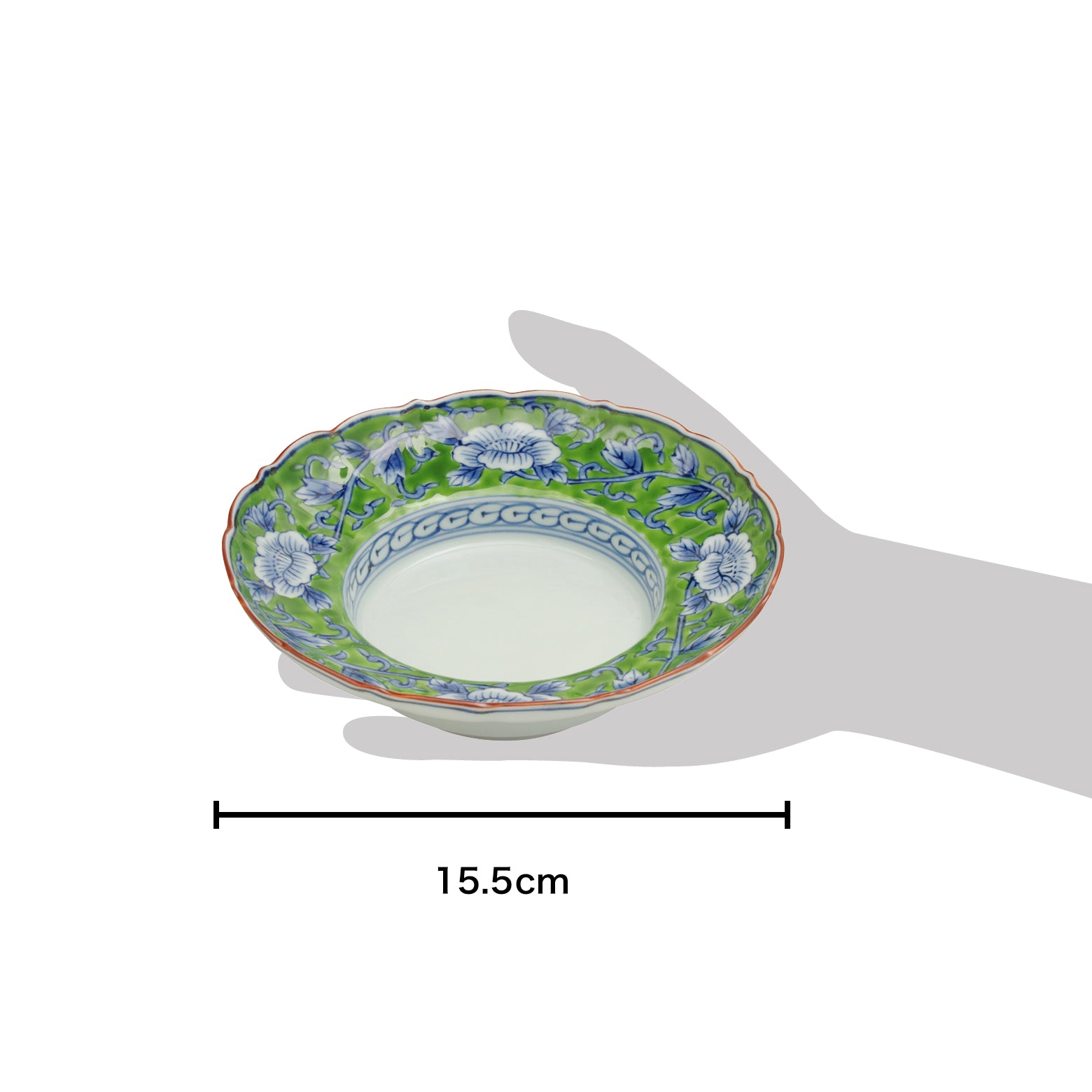 波佐見焼 錦 牡丹唐草 広渕深皿(緑) 15.5cm 洸琳窯の通販｜Studio1156