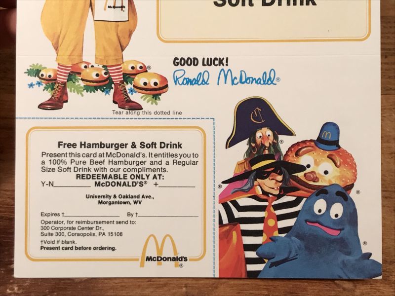 McDonald's “Good Luck! Ronald McDonald” Flyer Card マクドナルド