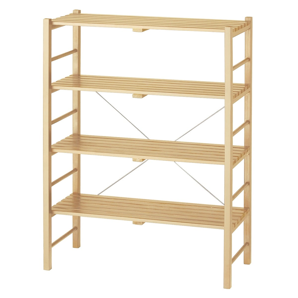 ウッドラック ナチュラル 幅90cm〔ストエキオリジナル〕 高さ120cm 4段