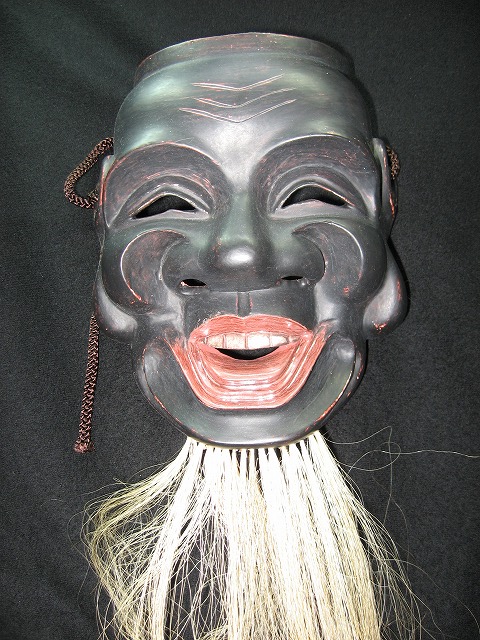 木製の笑顔の能面，大黒 木製の笑顔の能面，大黒 木製の笑顔の能面，大黒