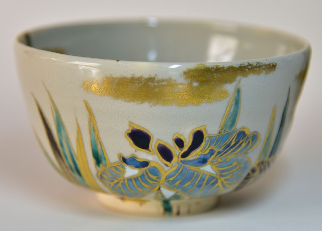 抹茶茶碗 通次 阿山 仁清写し八つ橋絵茶碗 堀之内宗完箱書 すいぎょく