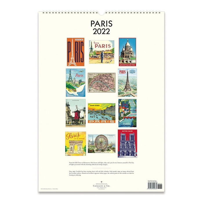Cavallini 2022 Wall Calendar: Paris — Pearl Grant Richmans