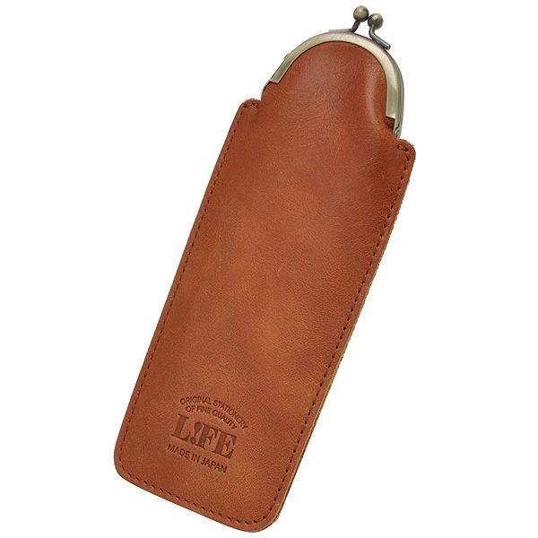 LIFE ライフ 本革 ガマ口ペンケース キャメル SA210C | ペンハウス