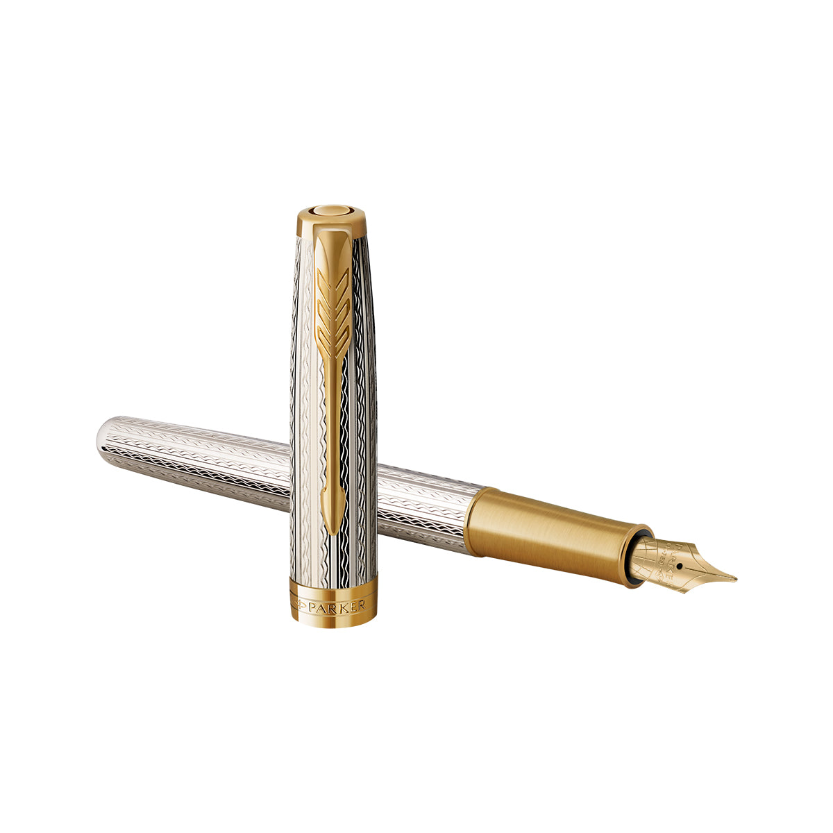 Parker Sonnet Sterling Silver Mistral 18K Gold Fountain Pen Fine