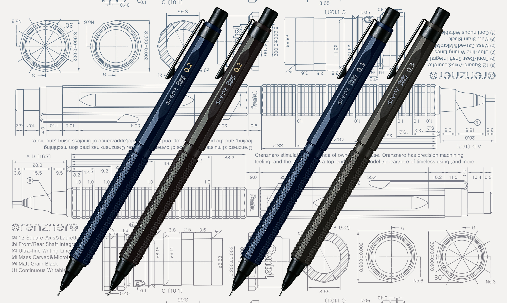 ノック式シャープペンシルの最高峰オレンズネロに限定カラー登場