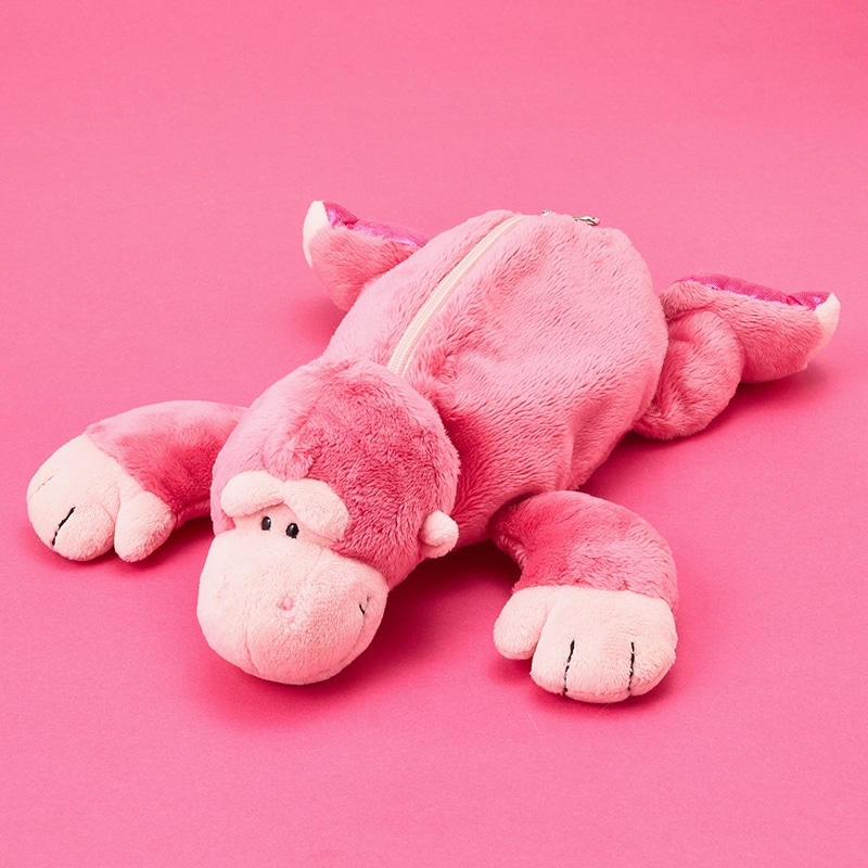 ニキ NICI フィギュアペンポーチ ピンクゴリラ グリッターハート