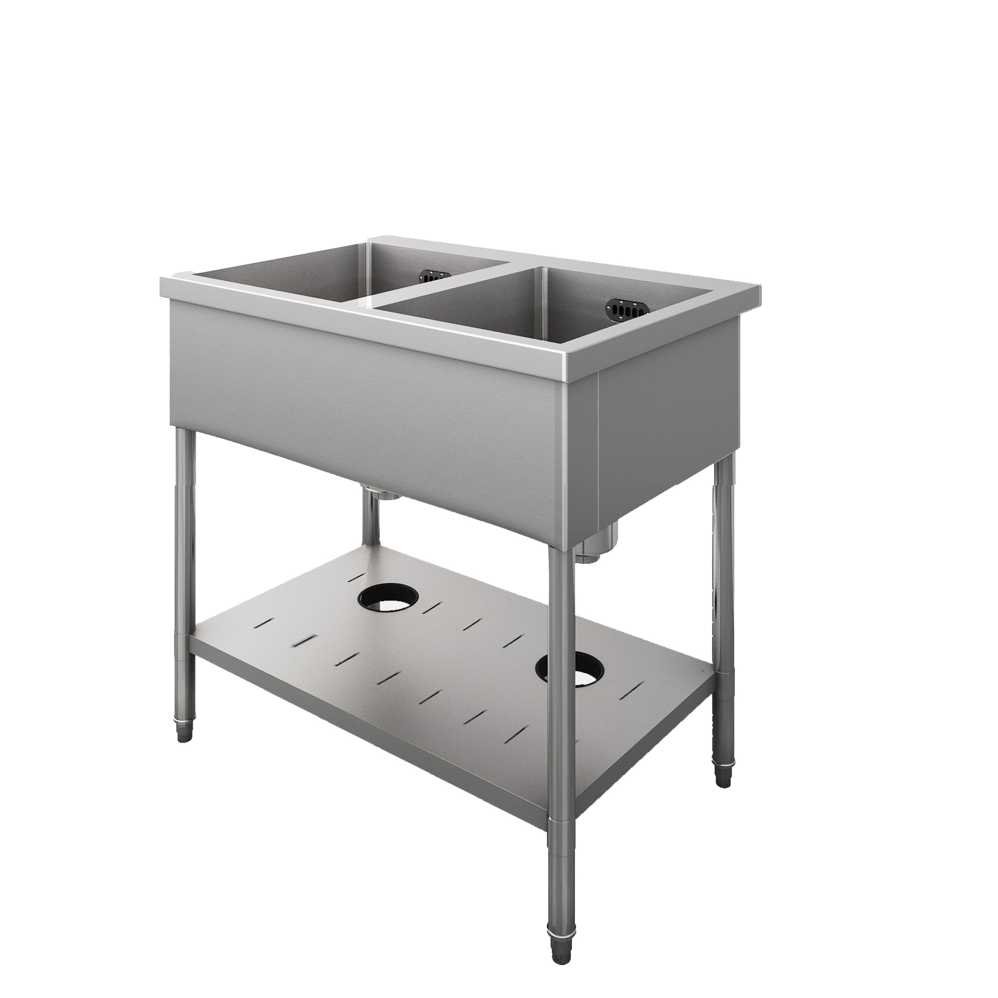 業務用 2口蛇口付き 二槽シンク 幅1200×奥600×高さ800+100(mm) バック