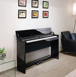 高級感あふれる「黒塗鏡面艶出し塗装仕上げ」のスタイリッシュな電子