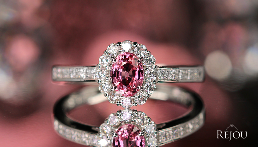 パパラチアサファイア 0.66ct ダイヤモンド 0.3ct プラチナ リング