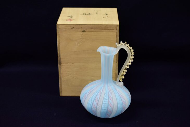 藤田喬平 手吹 ヴェニス 一輪 共箱 文化勲章受賞作家 花瓶 一輪挿し 花入