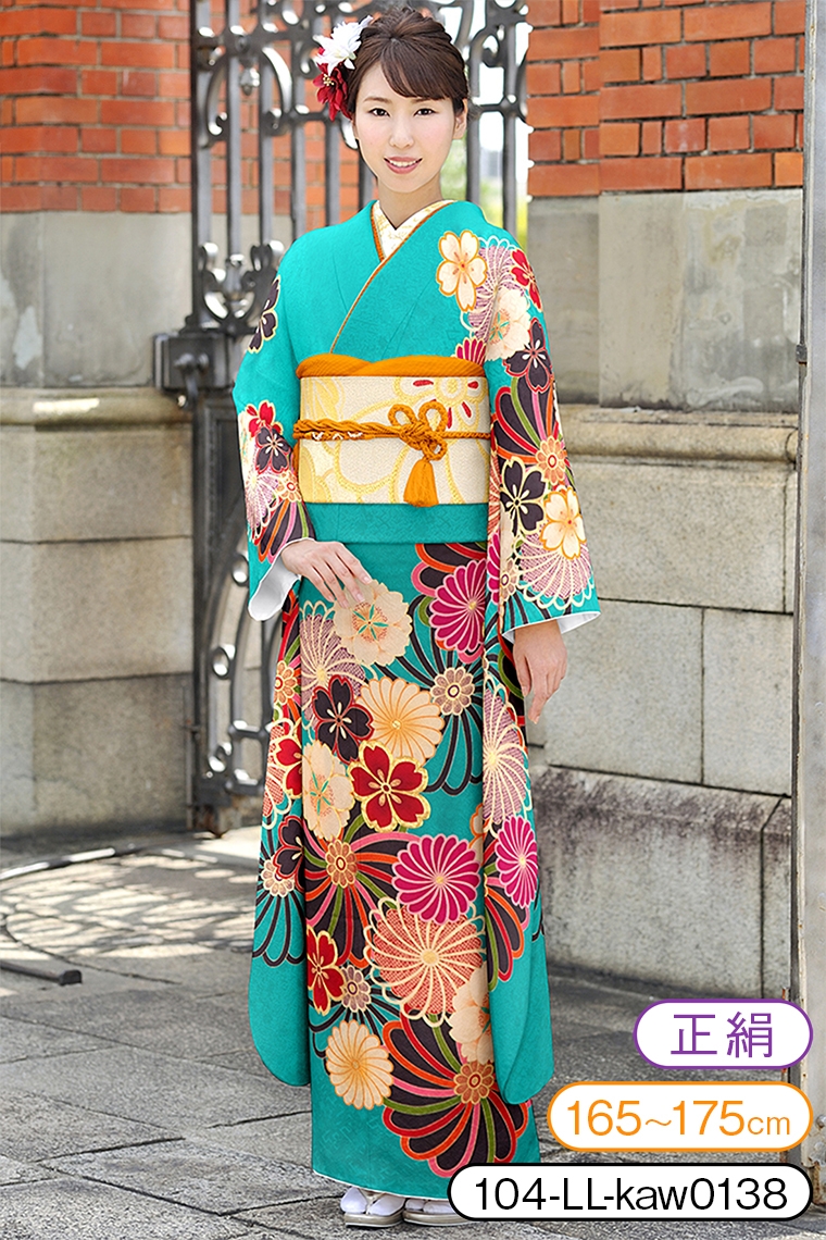 華やかな花柄の水色振袖 - 成人式に最適な高級着物 【成人式】お値下げ