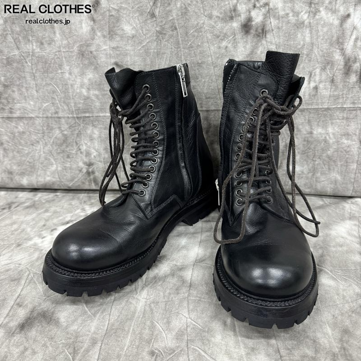 Rick Owens/リックオウエンス レザー レースアップ サイドジップ