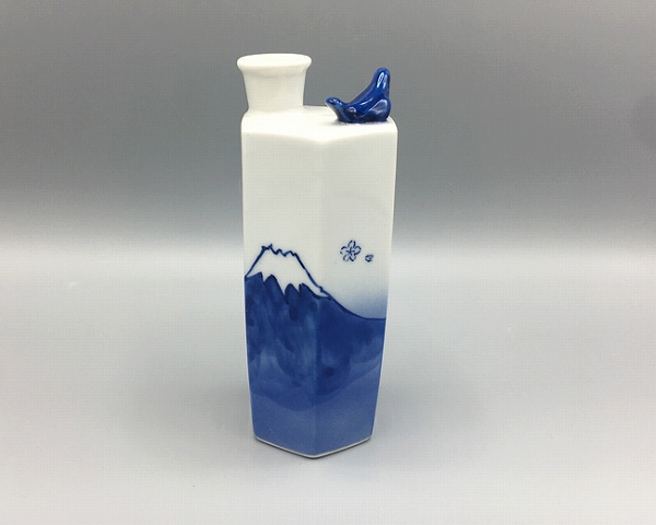 出石焼 花柄 染付 一升 徳利 [B31383] 出石焼 花柄 染付 一升 徳利