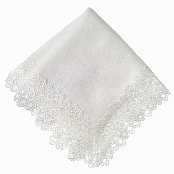 近沢レース店] タオルハンカチ ハートフラワー(ホワイト): ネット