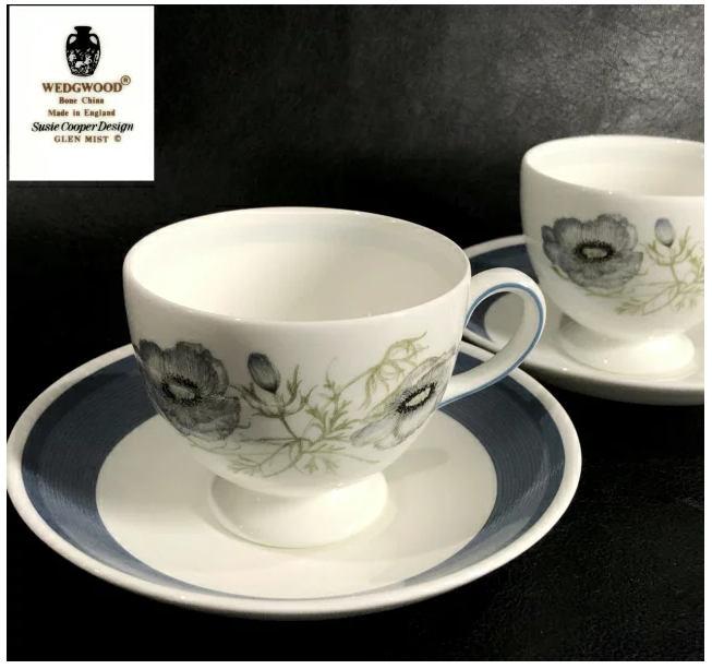 ウェッジウッド グレンミスト カップ&ソーサー 2客セット】入荷致し