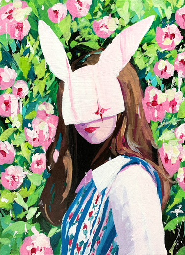 無題 新人画家 大塚麻世 ペリカン 油彩 絵画 油絵 動物 動物絵 拡声器