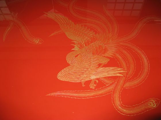 貴重な輪島塗鳳凰絵画、額縁壁掛け昭和レトロ 貴重な輪島塗鳳凰絵画