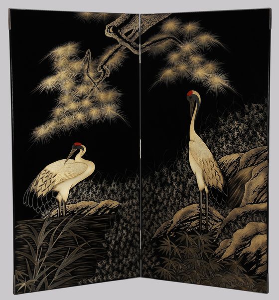 屏風 夫婦鶴沈金 3,630,000円 | 輪島塗の塗師屋 輪島漆器大雅堂（公式