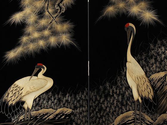 屏風 夫婦鶴沈金 3,630,000円 | 輪島塗の塗師屋 輪島漆器大雅堂（公式