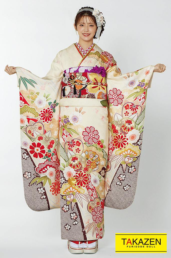 正統派古典 白/クリーム/オフカラー 絞り柄/花柄 おしとやか古典振袖