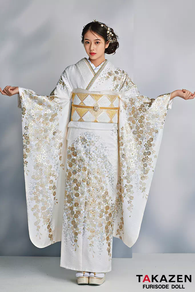 振袖 豪華 銀通し 刺繍 金彩 紋意匠 薔薇 身丈166cm 撥水加工済