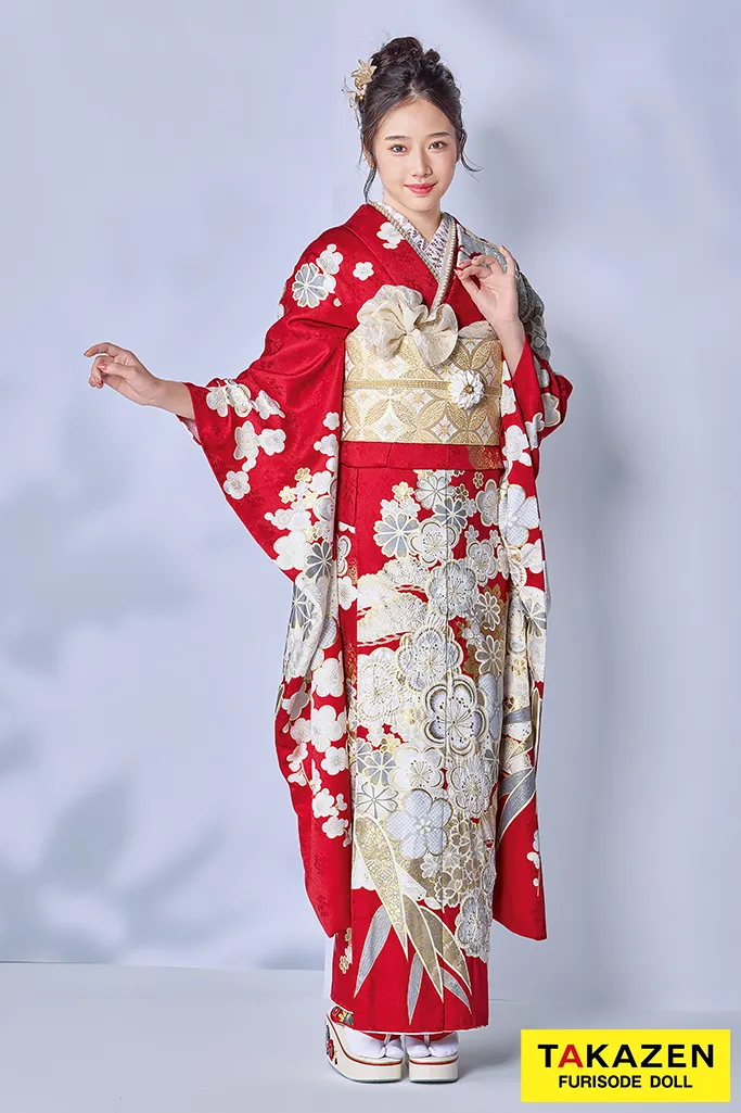 逸品 千總 赤地 刺繍 流水文 花 桐 振袖 川島織物 フルセット 松坂屋